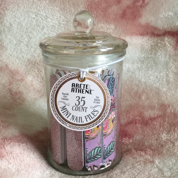 Arete Athene 35 Ct Mini Nail Files in Reusable Glass Canister Collection. NWT - Picture 13 of 16